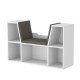 Keezi Kids Bookshelf Bookcase with Storage Shelves, Toy Box, Seat and Cushion, MDF, 98x30x61cm, White