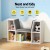 Keezi Kids Bookshelf Bookcase with Storage Shelves, Toy Box, Seat and Cushion, MDF, 98x30x61cm, White