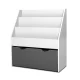 Keezi 3-Tier Kids Bookshelf with Storage Box, Eco-Friendly Particle Board, 60x30x70cm - EN71 Certified, White/Grey