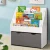 Keezi 3-Tier Kids Bookshelf with Storage Box, Eco-Friendly Particle Board, 60x30x70cm - EN71 Certified, White/Grey
