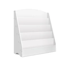 Keezi 5-Tier Kids Bookshelf in White - Stylish, Durable 12mm Particle Board, Safe Rounded Corners, Easy Assembly & Clean
