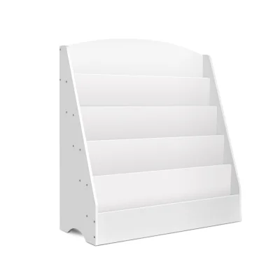Keezi 5-Tier Kids Bookshelf in White - Stylish, Durable 12mm Particle Board, Safe Rounded Corners, Easy Assembly & Clean