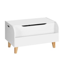 Keezi Kids 2-in-1 Toy Box & Bookshelf Organiser, 12mm MDF, 80x28x44.5cm, Eco-Friendly, White/Natural Finish