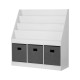 Keezi Kids Bookshelf - 4-Tier Storage with Toy Box & Magazine Rack, White/Grey, Safe Design, Easy Clean, 92x30x89cm Keezi Kids Bookshelf - 4-Tier Storage with Toy Box & Magazine Rack, White/Grey, Safe Design, Easy Clean, 92x30x89cm