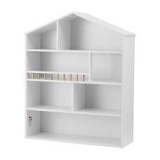 Keezi 4-Tier Kids Bookshelf - White Wooden Bookcase with House Design, Easy-Clean Melamine, 91x74x24cm, Anti-Tip Safe Keezi 4-Tier Kids Bookshelf - White Wooden Bookcase with House Design, Easy-Clean Melamine, 91x74x24cm, Anti-Tip Safe