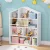 Keezi 4-Tier Kids Bookshelf - White Wooden Bookcase with House Design, Easy-Clean Melamine, 91x74x24cm, Anti-Tip Safe