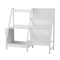 Keezi 3-Tier Kids Bookshelf Bookcase - White, Metal Frame, Water-Resistant, 75x30x83cm, Toy Storage Organiser, Ages 3