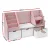 Keezi Kids Pink Bookshelf & Storage Unit with Bench - 140cm Wide, Movable Drawers, Safe Rounded Corners, Anti-Tip Design