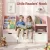 Keezi Kids Pink Bookshelf & Storage Unit with Bench - 140cm Wide, Movable Drawers, Safe Rounded Corners, Anti-Tip Design