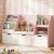 Keezi Kids Pink Bookshelf & Storage Unit with Bench - 140cm Wide, Movable Drawers, Safe Rounded Corners, Anti-Tip Design