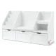 Keezi Kids Bookshelf & Storage Unit: 140cm White Organiser with Reading Bench, 3 Movable Drawers, and Safety Features