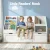 Keezi Kids Bookshelf & Storage Unit: 140cm White Organiser with Reading Bench, 3 Movable Drawers, and Safety Features