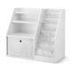 Keezi Kids Bookshelf & Storage Organiser, White – 3-in-1 Design with Sling Pouches, Shelves & Drawer, 91x39.5x80cm Keezi Kids Bookshelf & Storage Organiser, White – 3-in-1 Design with Sling Pouches, Shelves & Drawer, 91x39.5x80cm