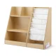Keezi Kids Bookshelf: 3-in-1 Wood Storage Rack, White Finish, 6 Sling Pouches, 3 Shelves, 1 Drawer, 91x39