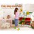 Keezi 3 Tiers Kids Bookshelf with 6 Bins, Durable MDF, Multicolour, Child-Safe, 86x29.5x85cm - Ideal
