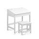 Keezi 2PCS Kids Desk and Stool Set - White, Lift-Top Storage, Inclined MDF Desk, Child-Safe, Non-Toxic Paint, 60x40x