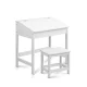 Keezi 2PCS Kids Desk and Stool Set - White, Lift-Top Storage, Inclined MDF Desk, Child-Safe, Non-Toxic Paint, 60x40x