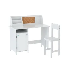 Keezi Kids Table and Chair Set - Durable MDF & Pine Wood, Storage Cabinet, Non-Toxic Paint, Easy Assembly, Ages 3+