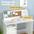 Keezi Kids Table and Chair Set - Durable MDF & Pine Wood, Storage Cabinet, Non-Toxic Paint, Easy Assembly, Ages 3+