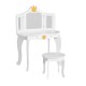 Keezi Kids Wooden Vanity Set with 3 Mirrors and Drawer, Pink MDF Table 85x41x106cm & Chair, Safe Rounded Corners