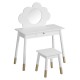 Keezi Kids Dressing Table & Chair Set - White Vanity with Mirror, Drawer, MDF & Rubberwood, Safe Rounded Corners