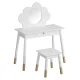 Keezi Kids Dressing Table & Chair Set - White Vanity with Mirror, Drawer, MDF & Rubberwood, Safe Rounded Corners