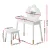 Keezi Kids Dressing Table & Chair Set - White Vanity with Mirror, Drawer, MDF & Rubberwood, Safe Rounded Corners