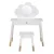 Keezi Kids Dressing Table & Chair Set - White Vanity with Mirror, Drawer, MDF & Rubberwood, Safe Rounded Corners