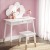 Keezi Kids Dressing Table & Chair Set - White Vanity with Mirror, Drawer, MDF & Rubberwood, Safe Rounded Corners