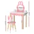 Keezi Kids Wooden Dressing Table Set with Bunny Ears, Pink, Detachable Mirror, Pinewood Legs, 120cm, Stool Included