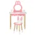 Keezi Kids Wooden Dressing Table Set with Bunny Ears, Pink, Detachable Mirror, Pinewood Legs, 120cm, Stool Included