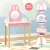 Keezi Kids Wooden Dressing Table Set with Bunny Ears, Pink, Detachable Mirror, Pinewood Legs, 120cm, Stool Included