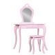 Keezi Kids Pink Dressing Table Set with Faux Mirror, Heart Motif, MDF Construction, Safe Rounded Corners, and Drawer