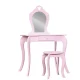 Keezi Kids Pink Dressing Table Set with Faux Mirror, Heart Motif, MDF Construction, Safe Rounded Corners, and Drawer