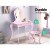 Keezi Kids Pink Dressing Table Set with Faux Mirror, Heart Motif, MDF Construction, Safe Rounded Corners, and Drawer