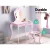 Keezi Kids Pink Dressing Table Set with Faux Mirror, Heart Motif, MDF Construction, Safe Rounded Corners, and Drawer