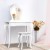 Keezi Kids White Vanity Set: Princess Dressing Table & Stool, Heart Motif, Faux Mirror, MDF, 20kg Capacity, Safe Design