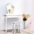 Keezi Kids White Vanity Set: Princess Dressing Table & Stool, Heart Motif, Faux Mirror, MDF, 20kg Capacity, Safe Design