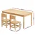 Keezi Kids Table and 2 Chairs Set, 100% Pinewood, Natural Finish, 120x60x53cm, Durable, Non-Toxic, Ages 3+