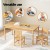 Keezi Kids Table and 2 Chairs Set, 100% Pinewood, Natural Finish, 120x60x53cm, Durable, Non-Toxic, Ages 3+