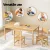 Keezi Kids Table and 2 Chairs Set, 100% Pinewood, Natural Finish, 120x60x53cm, Durable, Non-Toxic, Ages 3+