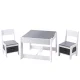 Keezi Kids Table & Chairs Set - Grey, MDF & Non-Toxic Material, Chalkboard Desk, Hidden Storage, Ages 3+, Easy Assembly