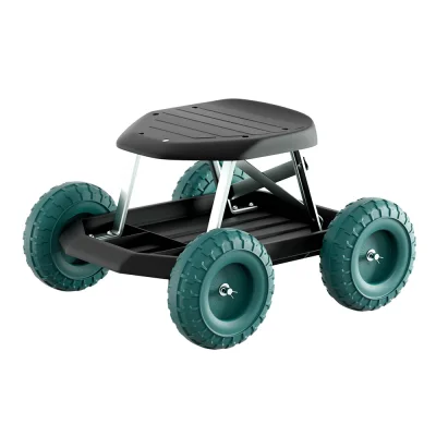Gardeon Garden Cart Rolling Stool with Wheels - Durable Steel Frame, 200kg Capacity, Easy-Clean Plastic Seat, 48x48x33cm