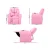 Keezi Kids Recliner Chair - Pink PU Leather Sofa with Cup Holder, Plush 9cm Cushion, Metal Frame, 65x42x61cm Armchair