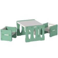 Keezi 3PCS Kids Table and Chairs Set, HDPE, Multipurpose, Durable, Lightweight, Easy to Assemble, Ages 3+, Green