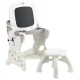 Keezi Kids 2-in-1 Easel Desk & Stool Set with LCD Writing Tablet, Whiteboard, HDPE, 77cm, Beige/Grey, Art Station
