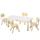 Keezi Kids Table and 4 Chairs Set with Draw-On Tabletop, Height Adjustable, Non-Toxic PP, Yellow and White, Ages 3+
