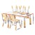 Keezi Kids Table and 4 Chairs Set with Draw-On Tabletop, Height Adjustable, Non-Toxic PP, Yellow and White, Ages 3+
