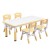 Keezi Kids Table and 4 Chairs Set with Draw-On Tabletop, Height Adjustable, Non-Toxic PP, Yellow and White, Ages 3+