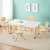 Keezi Kids Table and 4 Chairs Set with Draw-On Tabletop, Height Adjustable, Non-Toxic PP, Yellow and White, Ages 3+